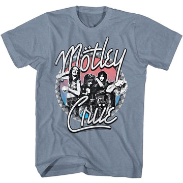 Motley Crue-Motley Crue Studded-Vintage Indigo Heather Adult S/S T-Shirt - Indigo Heather