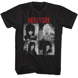 Motley Crue-Motley Crue Bw Shout Cover-Black Adult S/S T-Shirt - Black