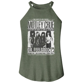 Motley Crue-Motley Crue Dr Feelgood Songs-Military Green Ladies Sleeveless Rocker Tank-S - Military Green