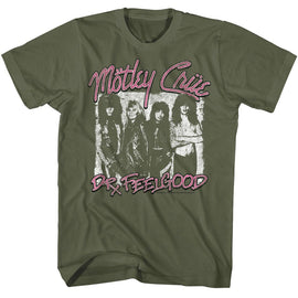 Motley Crue-Motley Crue Dr Feelgood-Military Green Adult S/S T-Shirt - Military Green