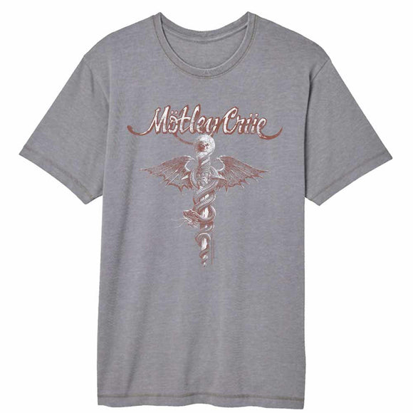 Motley Crue Feel Good Caduceus Gray Vintage Wash Adult T-Shirt