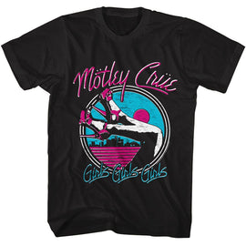Motley Crue-Motley Crue Girls Legs-Black Adult S/S T-Shirt - Black
