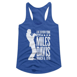 Miles Davis-Miles Davis Silhouette-Royal Ladies Slimfit Racerback-S - Royal