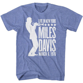 Miles Davis-Miles Davis Silhouette-Light Blue Adult S/S T-Shirt - Light Blue