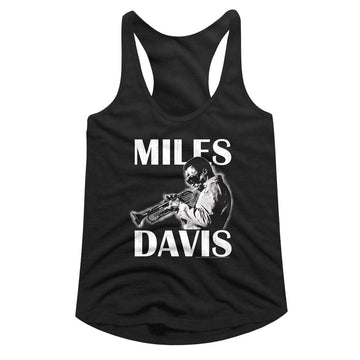 Miles Davis-Miles Davis Playing The Trumpet-Black Ladies Slimfit Racerback-S - Black