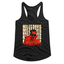 Miles Davis-Miles Davis Warped Text-Black Ladies Slimfit Racerback-S - Black