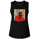 Miles Davis-Miles Davis Warped Text-Black Ladies Muscle Tank-S - Black