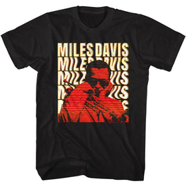 Miles Davis-Miles Davis Warped Text-Black Adult S/S T-Shirt S - Black
