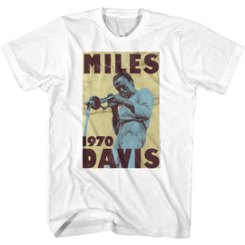 Miles Davis-Miles Davis Poster Y-White Adult S/S T-Shirt - White