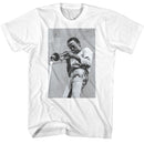 Miles Davis-Miles Davis Trumpet Into Mic-White Adult S/S T-Shirt - White