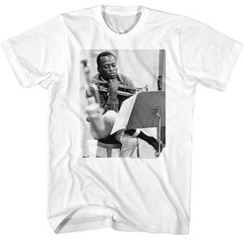 Miles Davis-Miles Davis Contemplative-White Adult S/S T-Shirt - White