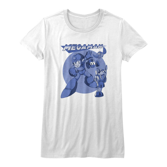 Mega Man-Megablues-White Ladies S/S T-Shirt - White