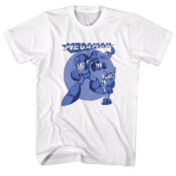 Mega Man-Megablues-White Adult S/S T-Shirt - White