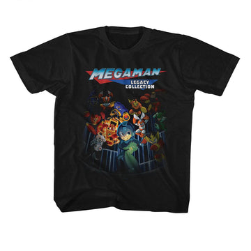 Mega Man-Mega Man Legacy Collection-Black Youth S/S T-Shirt-Xs (5-6) - Black