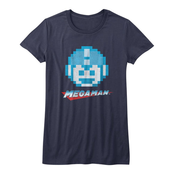 Mega Man-Megaface-Navy Ladies S/S T-Shirt - Navy