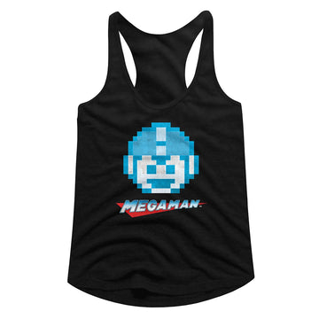 Mega Man-Megaface-Black Ladies Slimfit Racerback-S - Black
