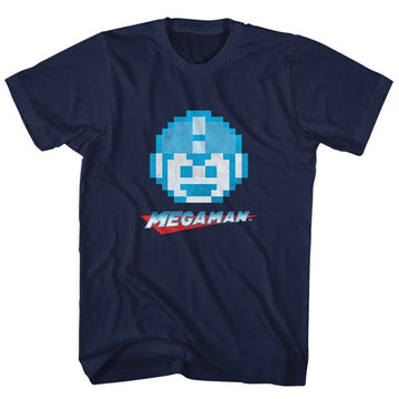 Mega Man-Megaface-Navy Adult S/S T-Shirt - Navy