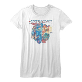Mega Man-Megafriends-White Ladies S/S T-Shirt - White