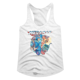 Mega Man-Megafriends-White Ladies Slimfit Racerback-S - White
