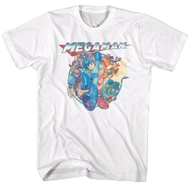 Mega Man-Megafriends-White Adult S/S T-Shirt - White