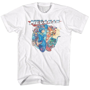 Mega Man-Megafriends-White Adult S/S T-Shirt - White
