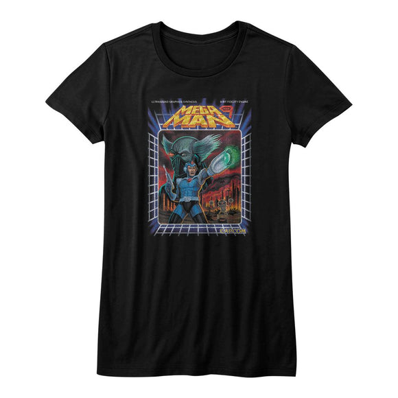 Mega Man-Megawoah-Black Ladies S/S T-Shirt - Black