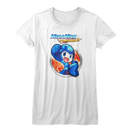 Mega Man-Powered Up-White Ladies S/S T-Shirt - White