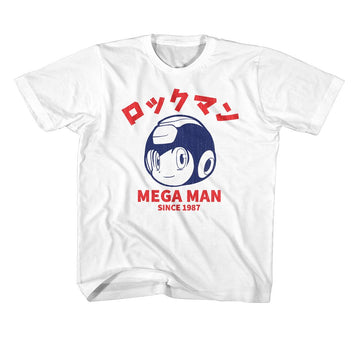Mega Man-Megaman Since 1987-White Youth S/S T-Shirt (7-8) - White