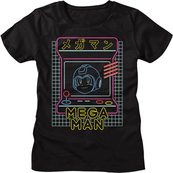 Mega Man-Mega Man Neon Arcade-Black Ladies S/S T-Shirt - Black