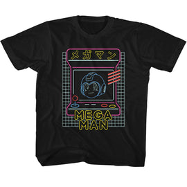 Mega Man-Mega Man Neon Arcade-Black Youth S/S T-Shirt-Xs (5-6) - Black