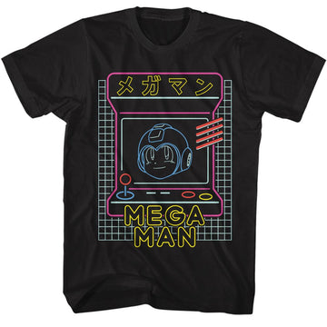 Mega Man-Megaman Neon Arcade-Black Adult S/S T-Shirt - Black