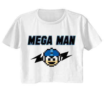 Mega Man-Mega Man Mega Bolts-White Ladies Festival Cali Crop-S - White
