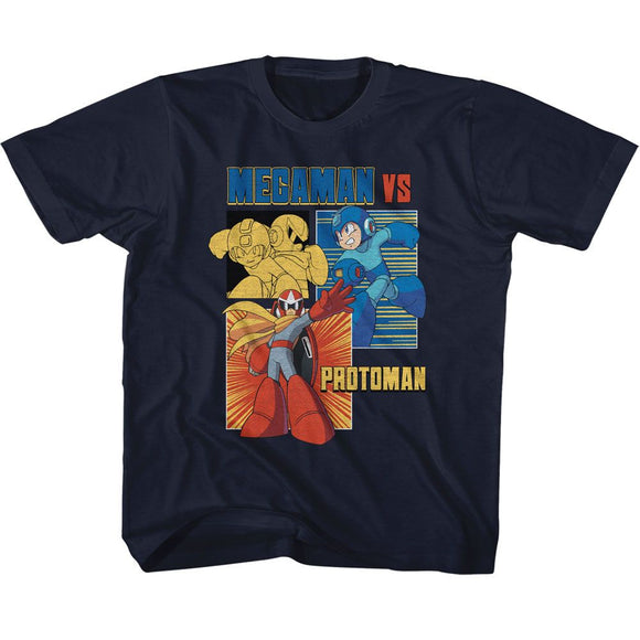 Mega Man-Mega Man Vs Protoman-Navy Toddler S/S T-Shirt-4T - Navy