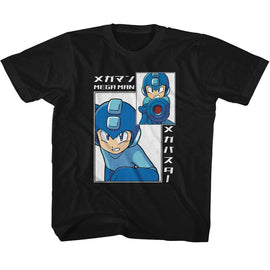 Mega Man-Mega Man Big And Small Rectangle-Black Youth S/S T-Shirt-Xs (5-6) - Black