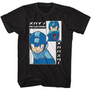 Mega Man-Mega Man Big And Small Rectangle-Black Adult S/S T-Shirt - Black