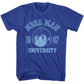 Mega Man-Mega Man Mega University-Royal Adult S/S T-Shirt - Royal