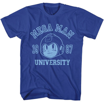 Mega Man-Mega Man Mega University-Royal Adult S/S T-Shirt - Royal