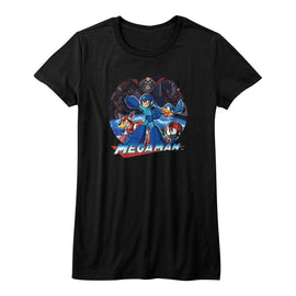 Mega Man-Megaman Collage-Black Ladies S/S T-Shirt - Black