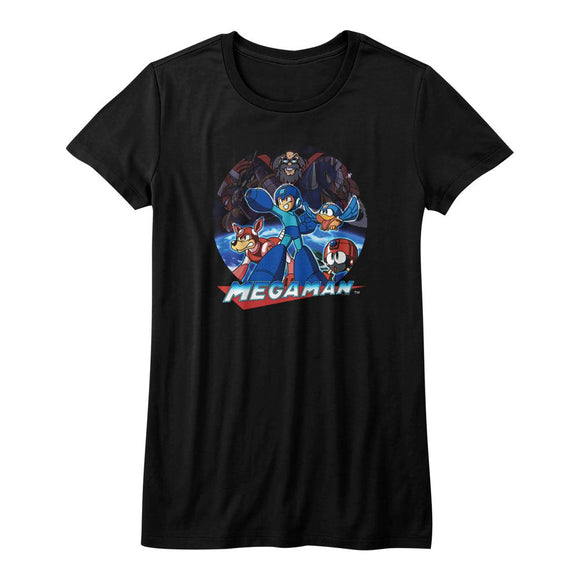 Mega Man-Megaman Collage-Black Ladies S/S T-Shirt - Black
