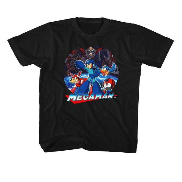 Mega Man-Mega Man Collage-Black Youth S/S T-Shirt (7-8) - Black