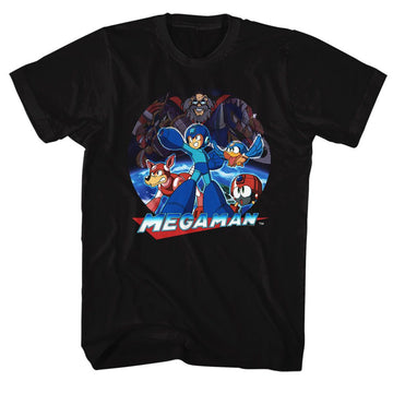 Mega Man-Megaman Collage-Black Adult S/S T-Shirt - Black