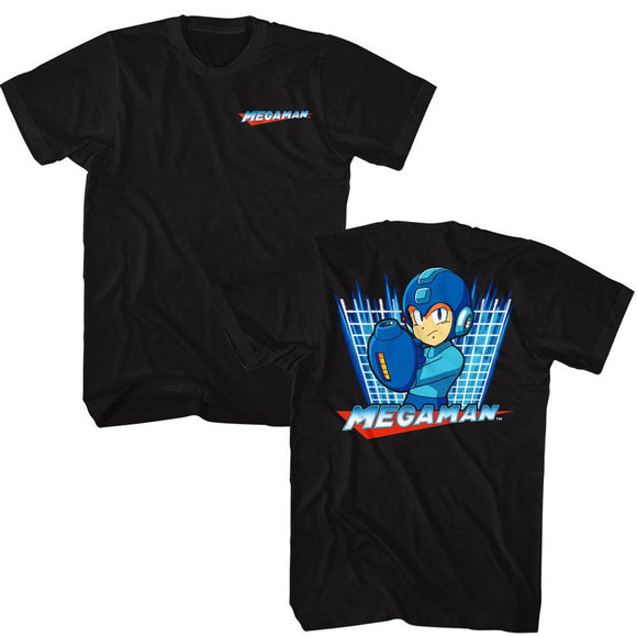 Mega Man-Mega Man Bb1 Front Back-Black Adult S/S T-Shirt ***F&B***-S - Black