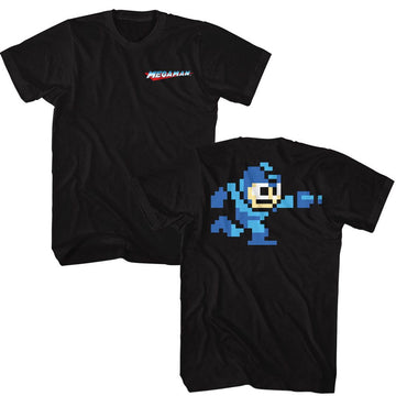 Mega Man-Mega Man Bb2 Front And Back-Black Adult S/S T-Shirt ***F&B***-S - Black
