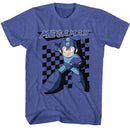 Mega Man-Mega Man Checkered-Royal Heather Adult S/S T-Shirt - Royal Heather