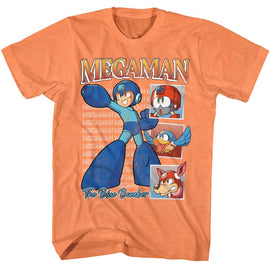 Mega Man-Mega Man Repeat Squares-Cantaloupe Adult S/S T-Shirt - Cantaloupe