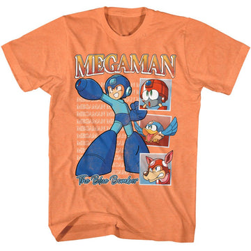 Mega Man-Mega Man Repeat Squares-Cantaloupe Adult S/S T-Shirt - Cantaloupe