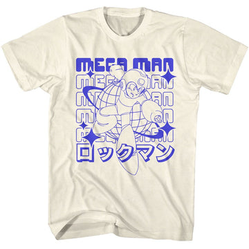 Mega Man-Mega Man 72K Planet-Natural Adult S/S T-Shirt - Natural