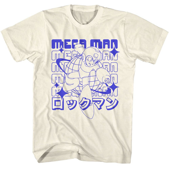 Mega Man-Mega Man 72K Planet-Natural Adult S/S T-Shirt - Natural