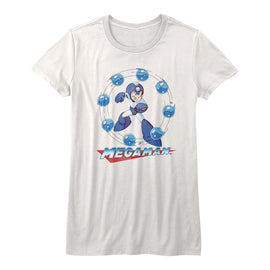 Mega Man-Water Shield-White Ladies S/S T-Shirt - White