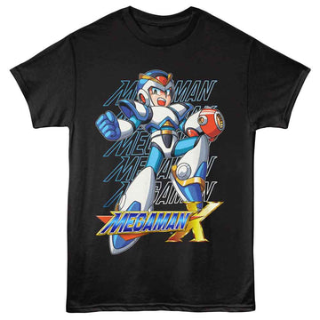Mega Man-Mega Man Repeat-Black Adult S/S T-Shirt - Black